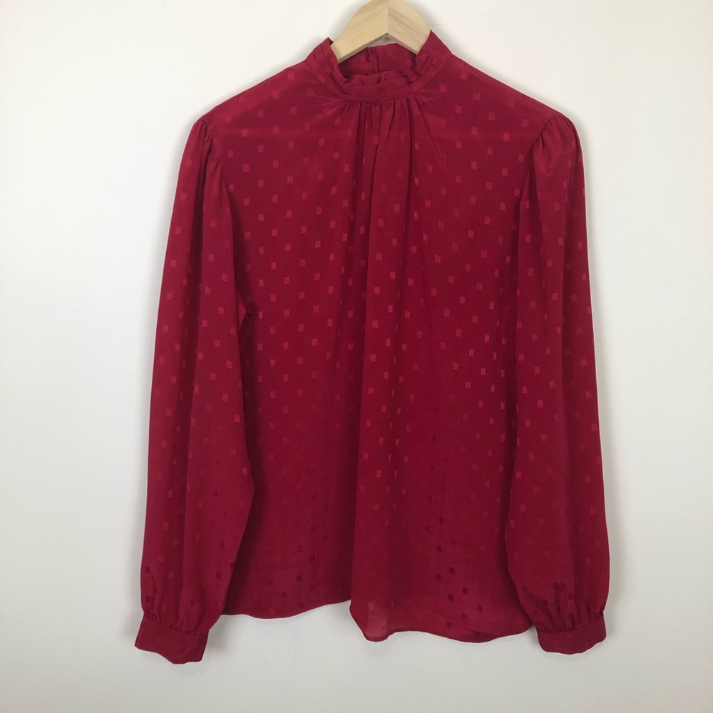 Vintage Koret Swiss dot raspberry mock neck top 6